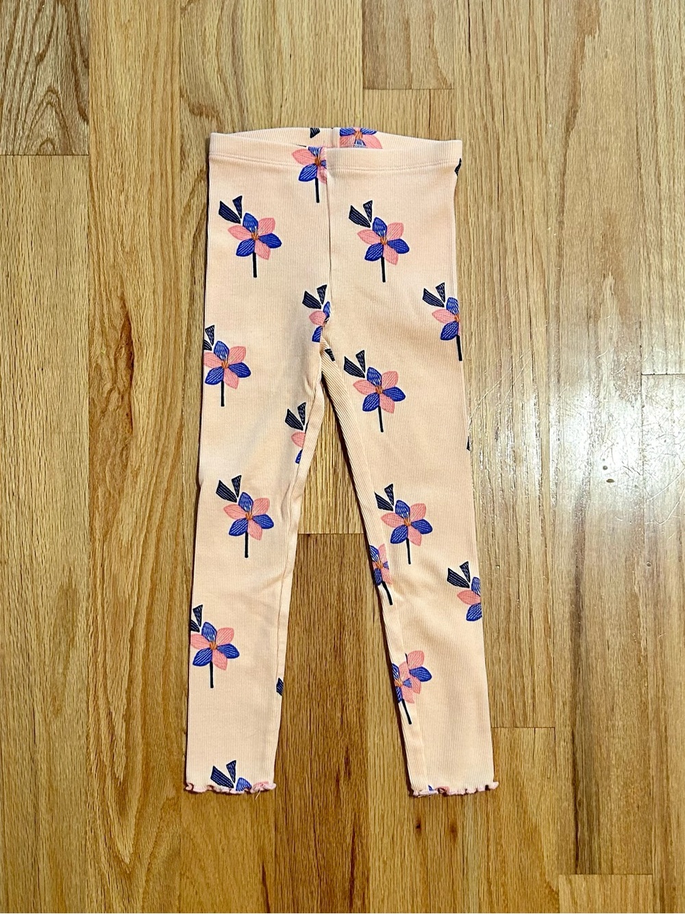 Tea Collection printed ribbed leggings, simple saffron floral